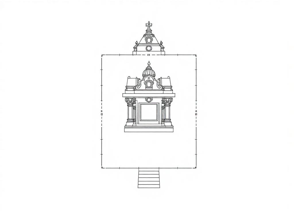 Proposed floor plan of the Shiva temple showing sanctum, circumambulation path and prayer area